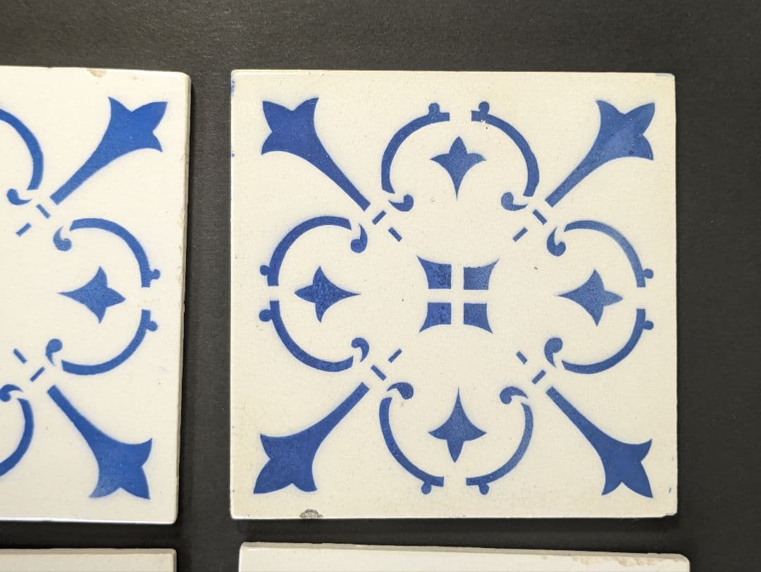 イギリス アンティーク ブルー&ホワイト タイル 6枚セット