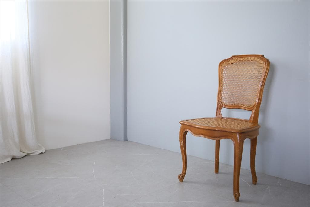 フランスアンティーク猫脚ダイニングチェア/椅子イス/籐ラタン(90-190-1)