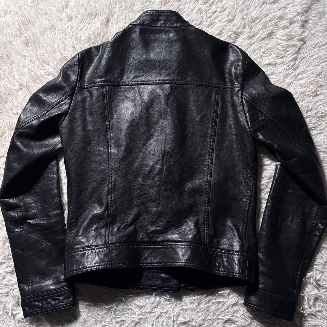 え*姫様 希少✨GUCCI ライダースジャケット　シングル　羊革　ラムレザー 黒