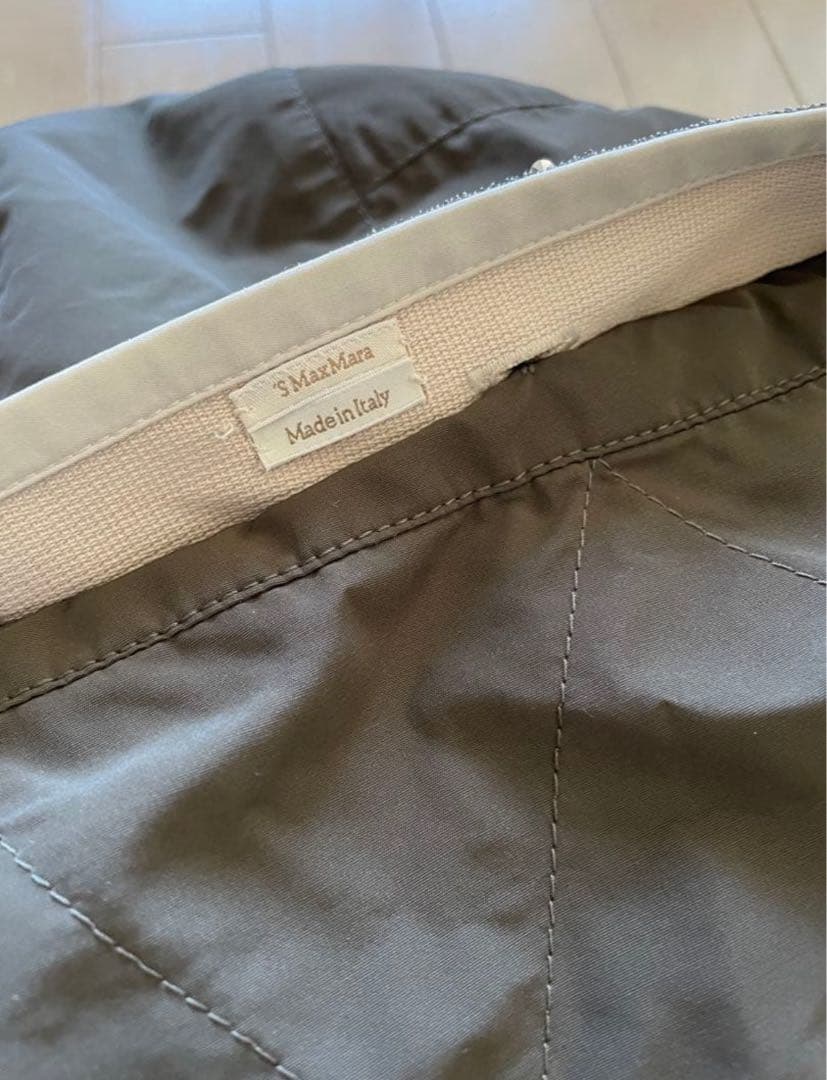 k*e様 美品エスマックスマーラカーキ 撥水テクニカルナイロンタフタロングコート