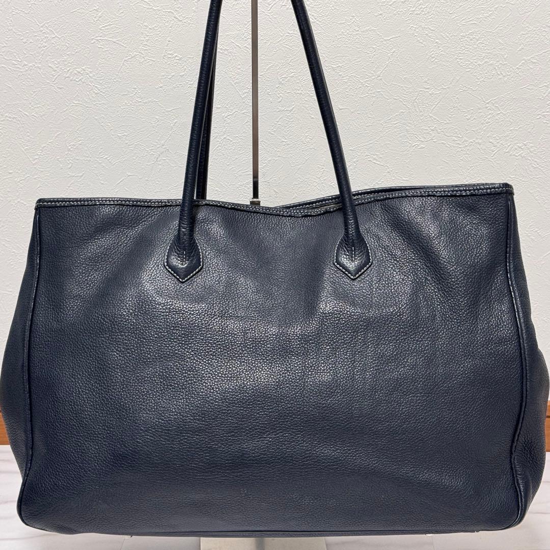 シセイ オールレザー トートバッグ ネイビー ビジネス 大容量 PC A4シボ革