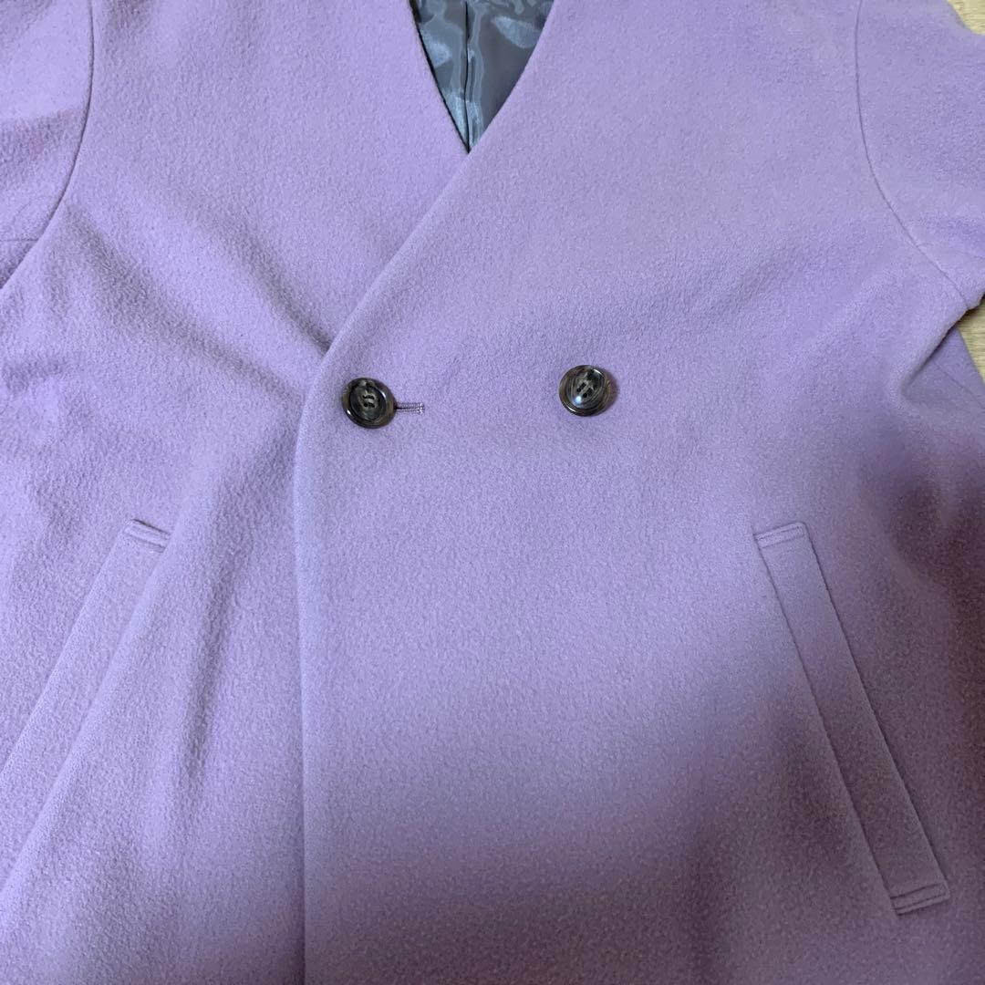 SLOBE IENA SUPER100 モッサVネックコート くすみピンク