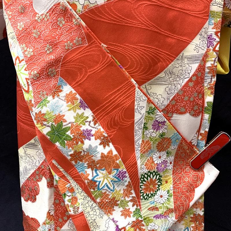 506ag5□七五三 七歳 女児 着物&開き帯&長襦袢 金彩 熨斗□美品