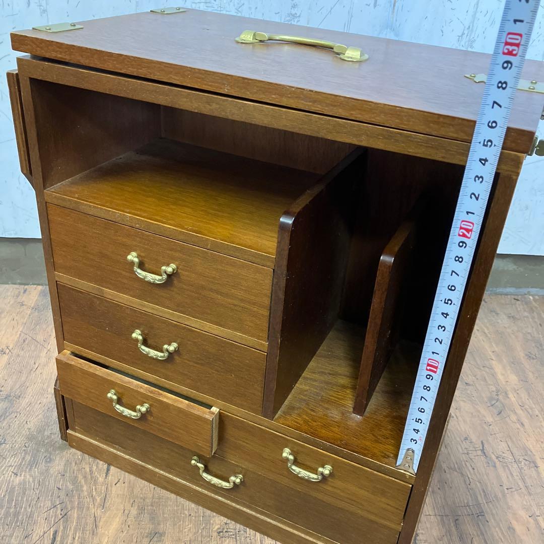 A-4 昭和レトロ ドロップリーフ式 テーブル 折りたたみ式 木製 収納棚