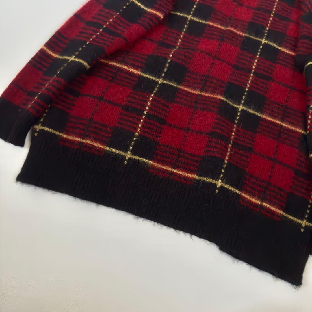 美品✨ポロラルフローレン　ウール　アルパカ　チェック　　カーディガン　モヘヤ　M