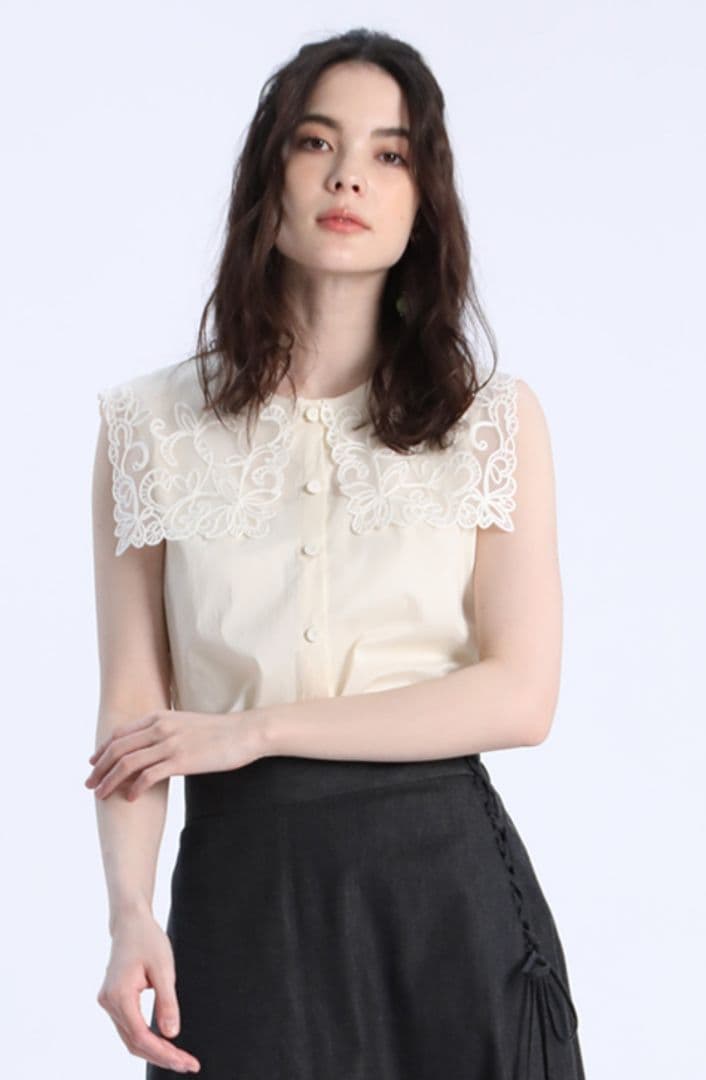 マーリエパーエフデ　大きいサイズ　レース襟　ブラウス