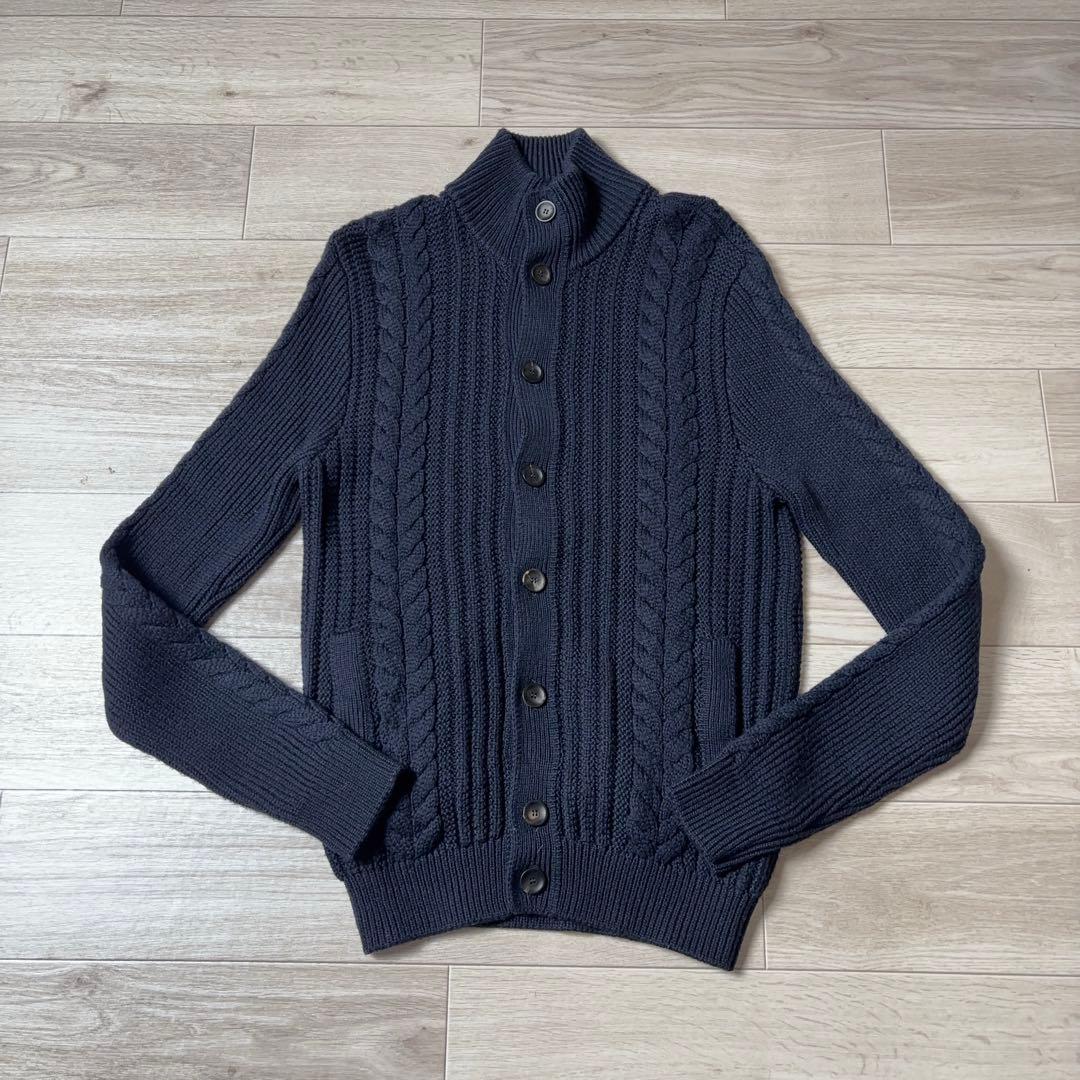 ZANONE CHIOTO スタンドカラーカーディガン ネイビー ケーブル 46