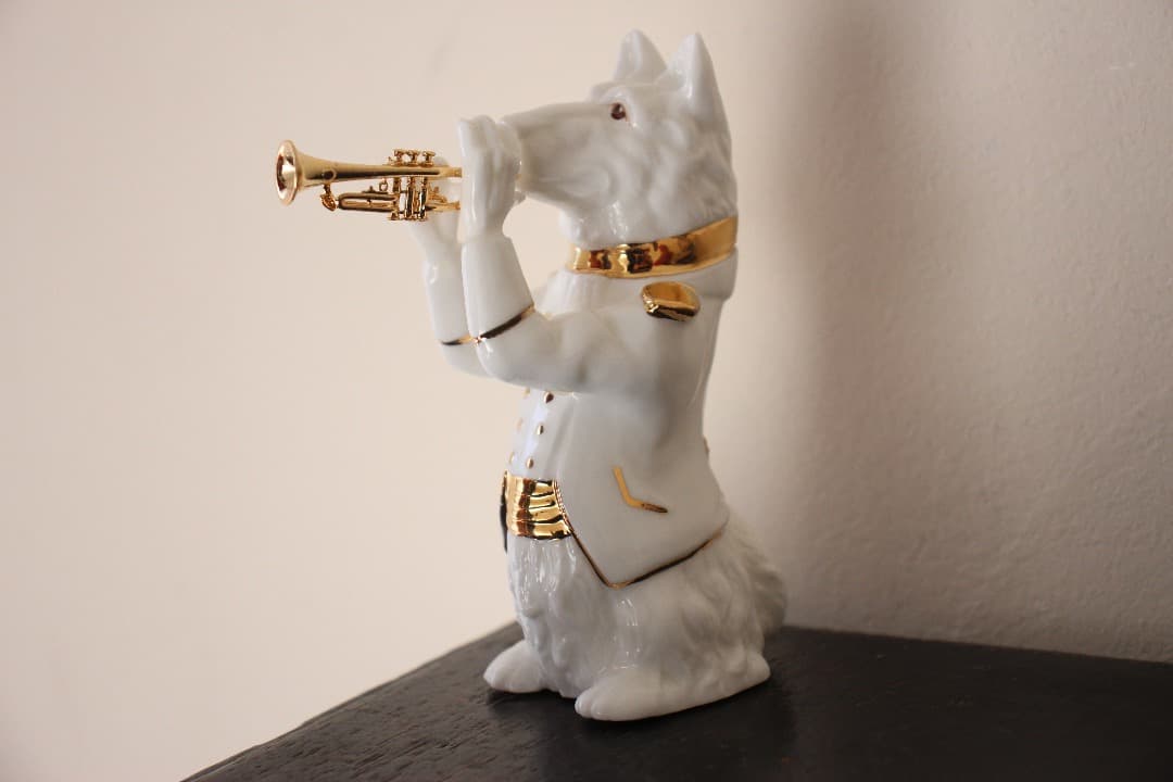 未使用・箱入　PICK BOY　犬　置物　演奏会　５匹　陶器人形　フィギュリン