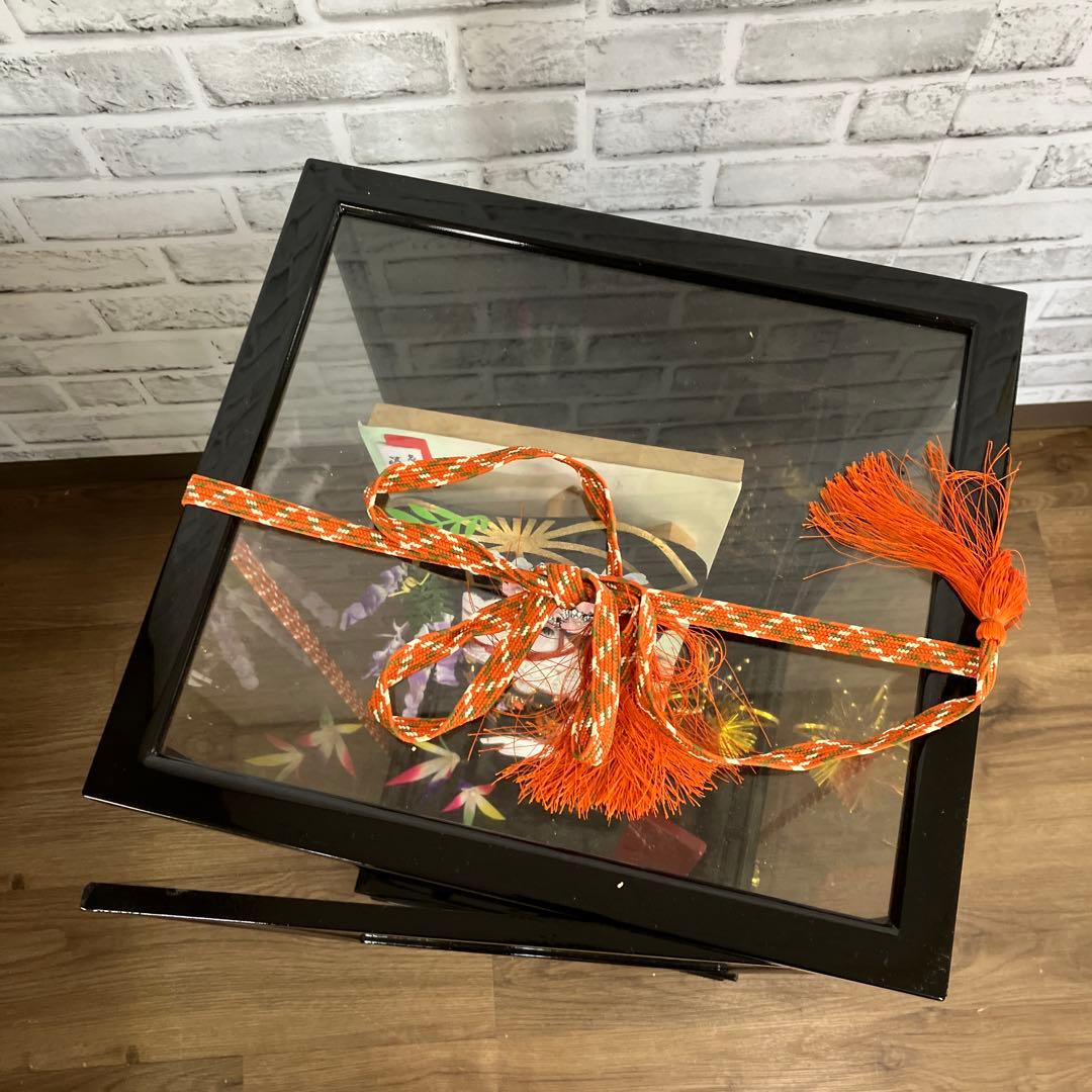 A-4 昭和レトロ 美品 正月飾り 羽子板 ケース飾り 花堤 藤娘 縁起物 工芸