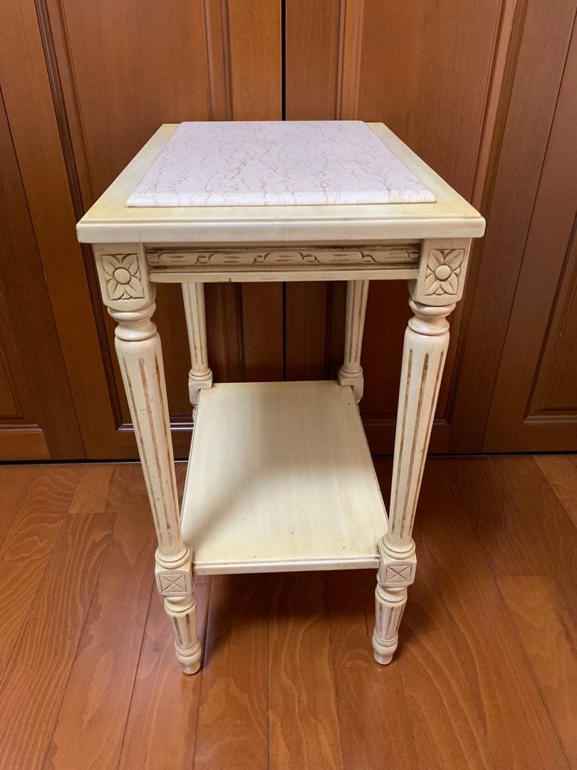 サイドテーブル　コンソール 台　花台　飾り台　テーブル　木製　大理石