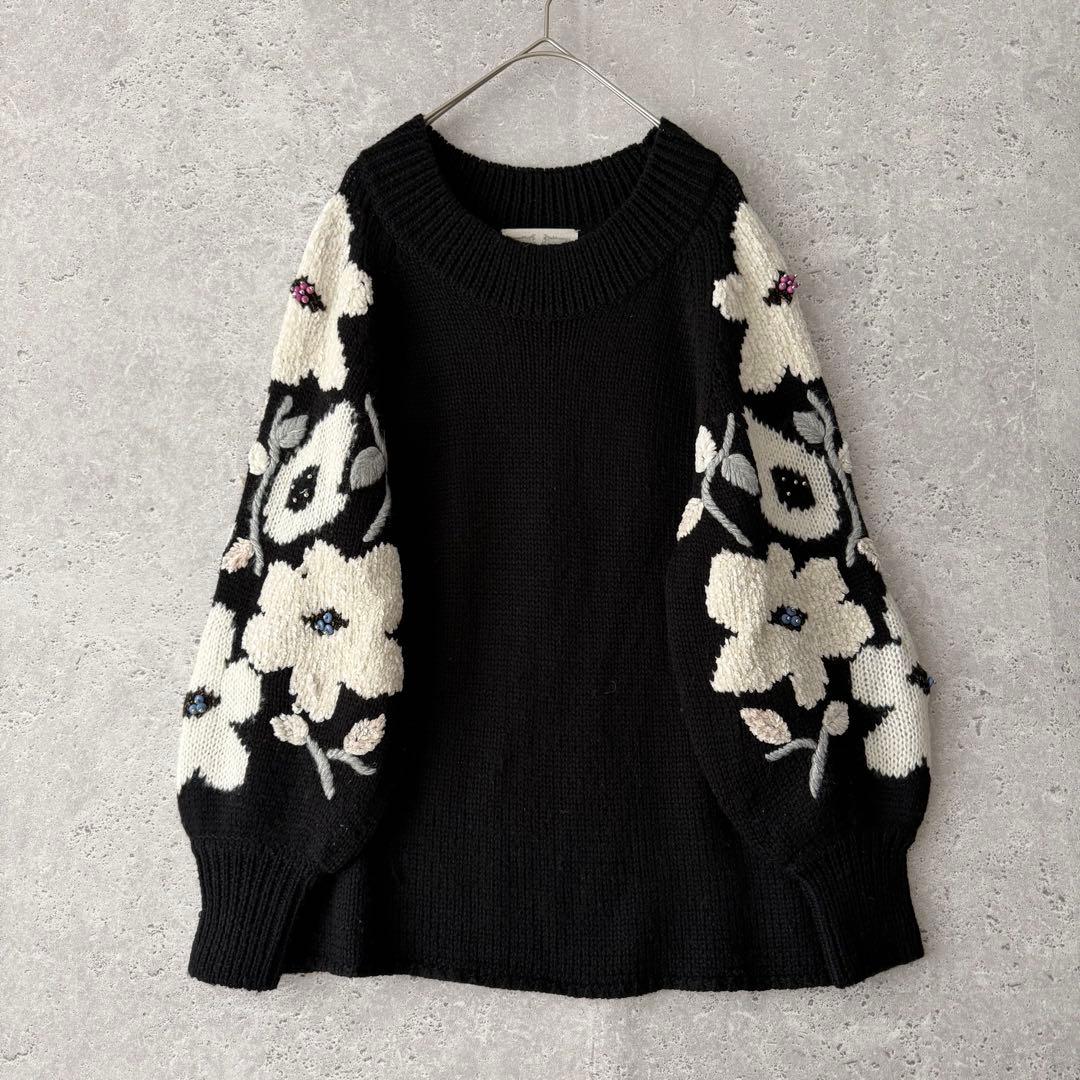 BEARDSLEY ビアズリー　袖ジャガードニット