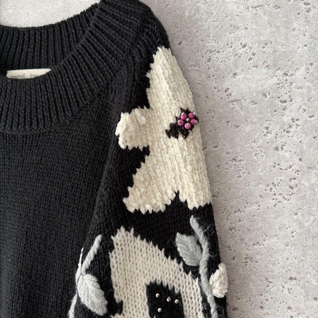 BEARDSLEY ビアズリー　袖ジャガードニット