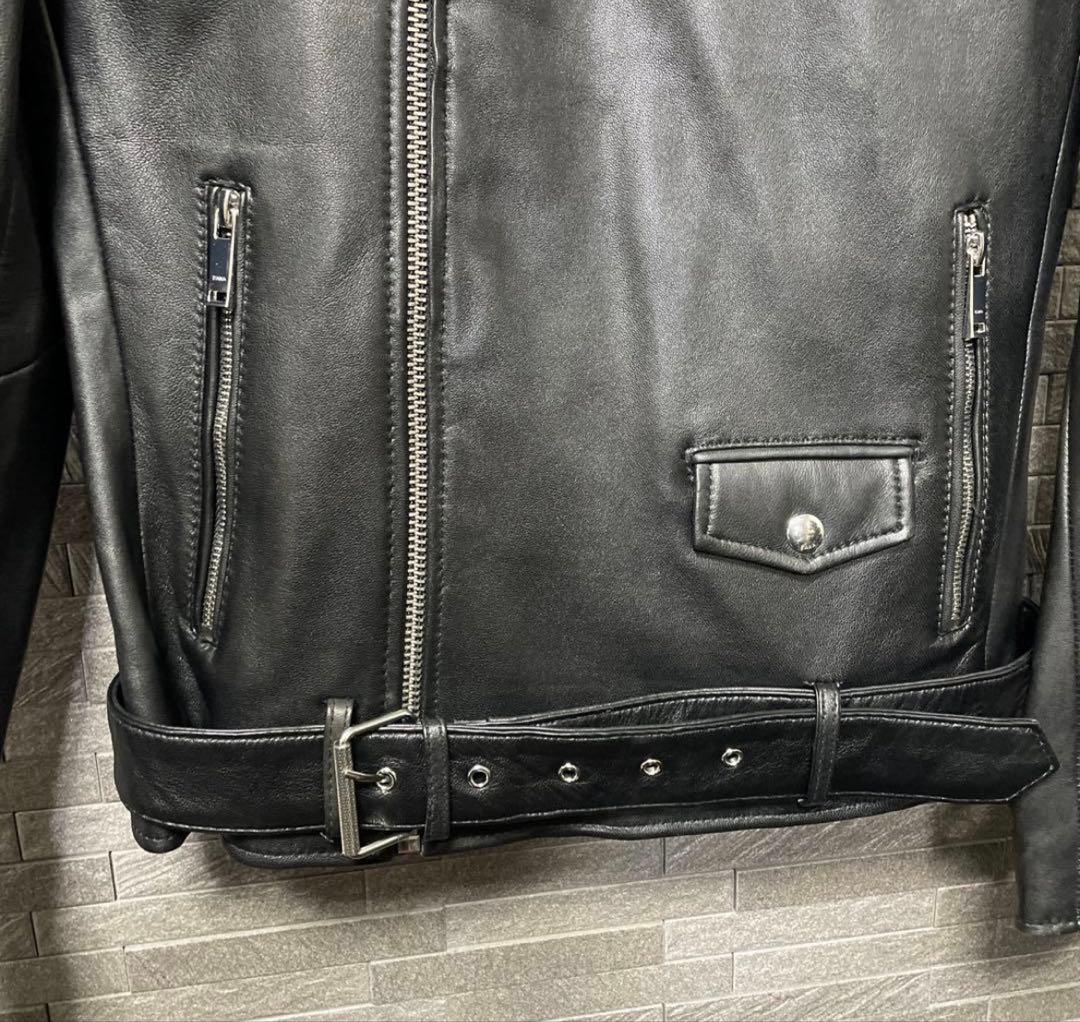 ZARA リアルレザー　本革　ライダースジャケット