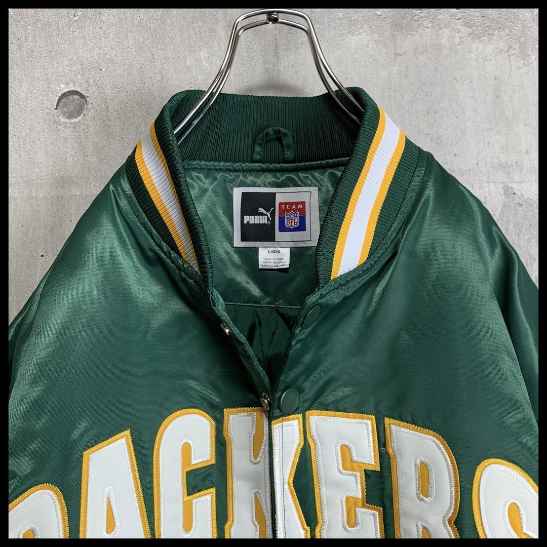 希少★NFL PACKERS ボタン式 スタジャン ボンバージャケット ロゴ刺繍