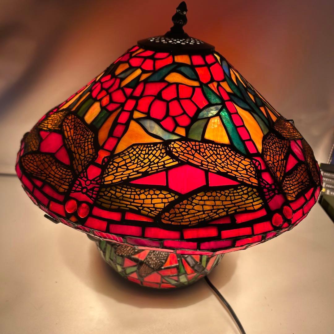 vintege■ティファニー調ステンドグラスランプ 蜻蛉　照明　綺麗