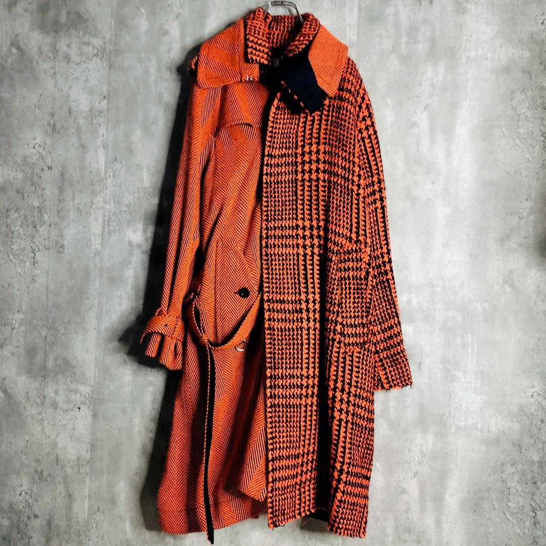 【美品・プッシャT着】sacai 19AW アシンメトリドッキングコート ウール