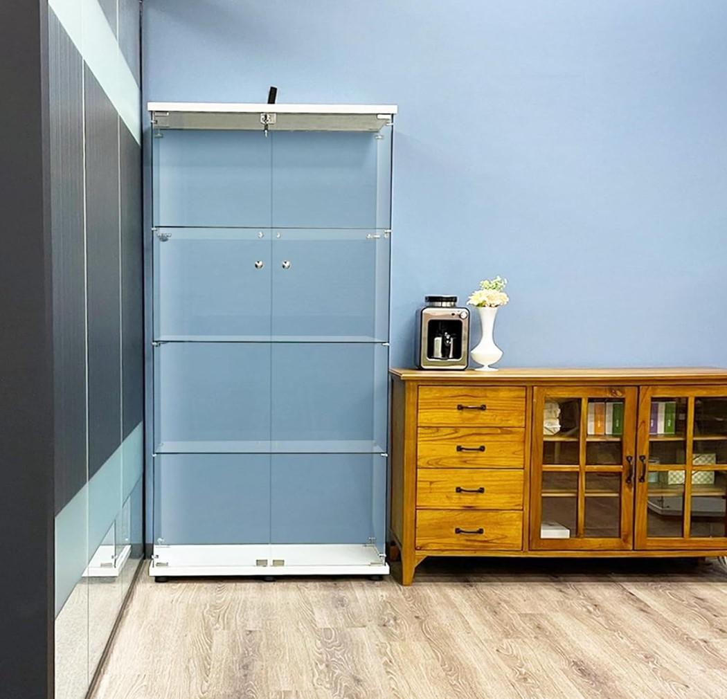 【新品】4段ワイド白｜ガラスコレクションケース｜大人のフィギュア棚 ショーケース