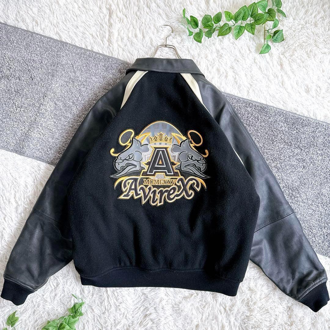 アビレックス　スタジャン　両面デザイン　y2k 袖レザー　中綿　リバーシブル
