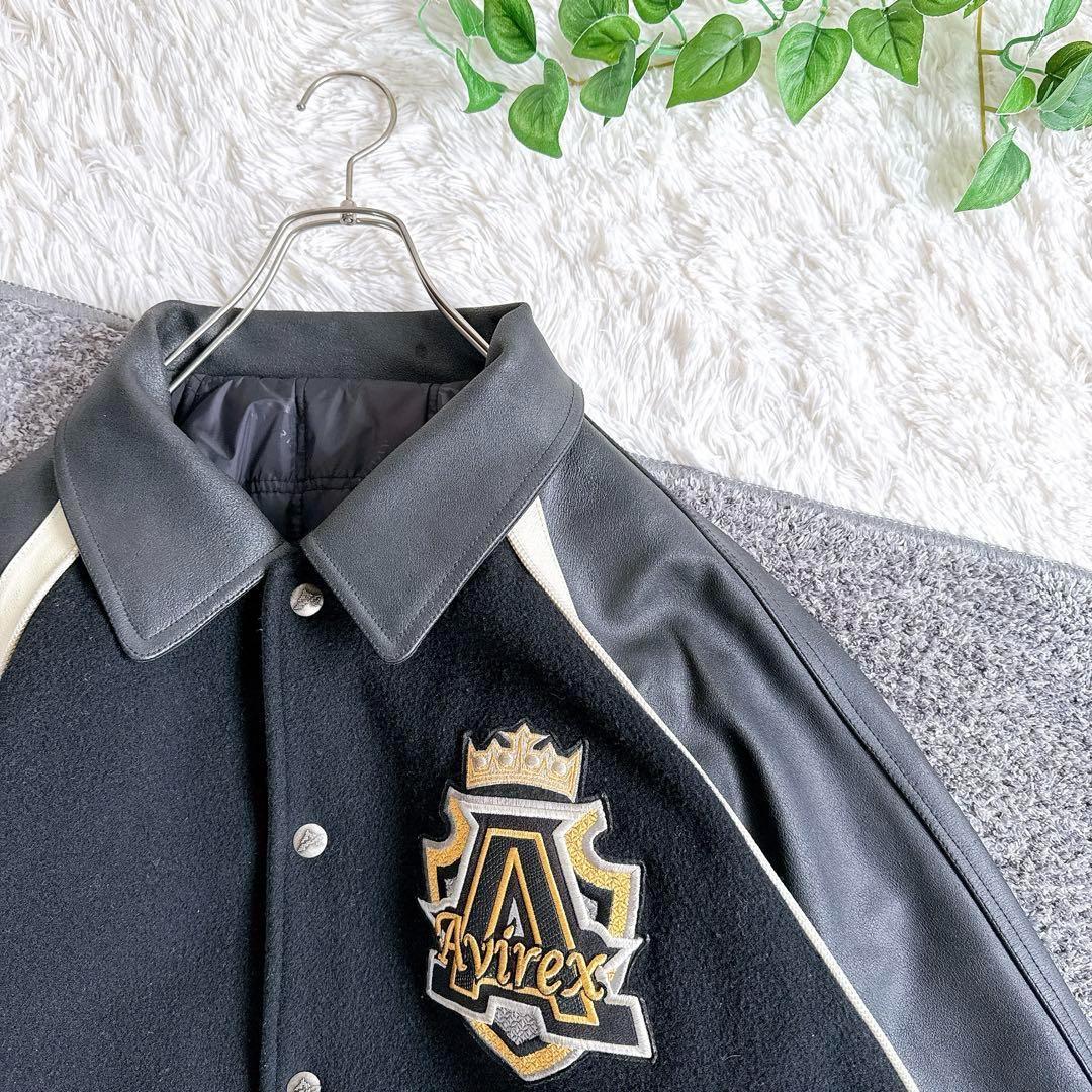 アビレックス　スタジャン　両面デザイン　y2k 袖レザー　中綿　リバーシブル