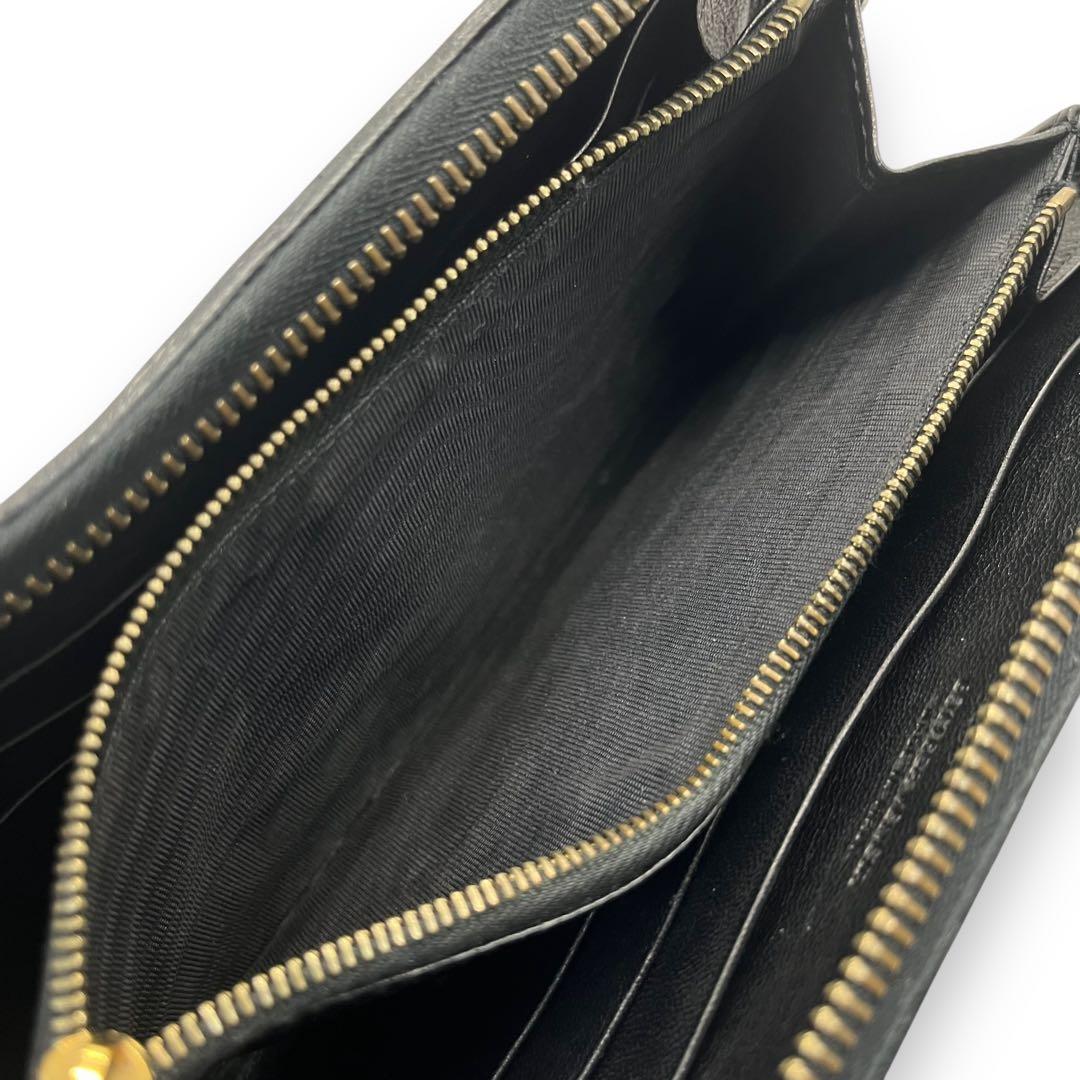 美品■ボッテガヴェネタ　ラウンドジップ　長財布　イントレチャート　本革　黒