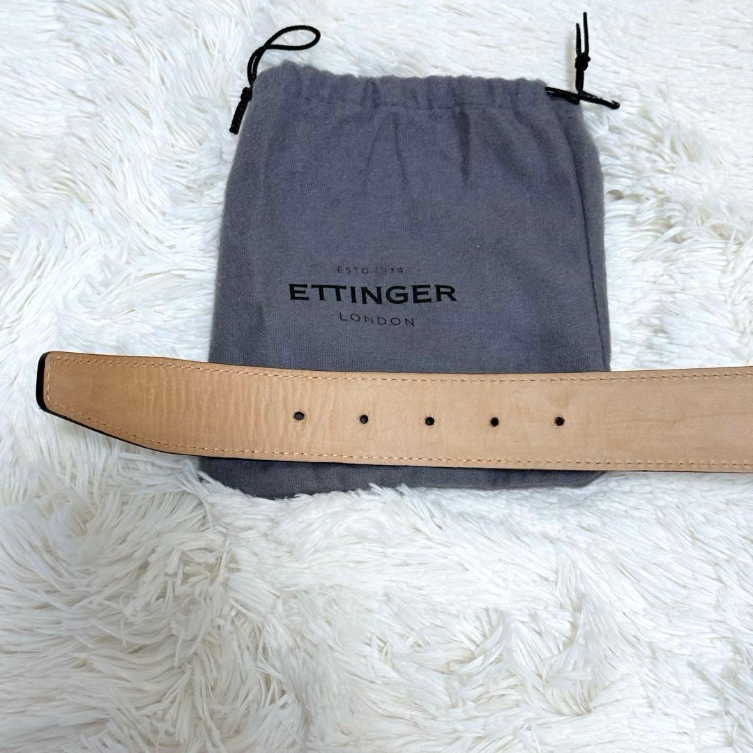 【美品】エッティンガー　スリムバックルベルト　オフホワイトステッチ　80