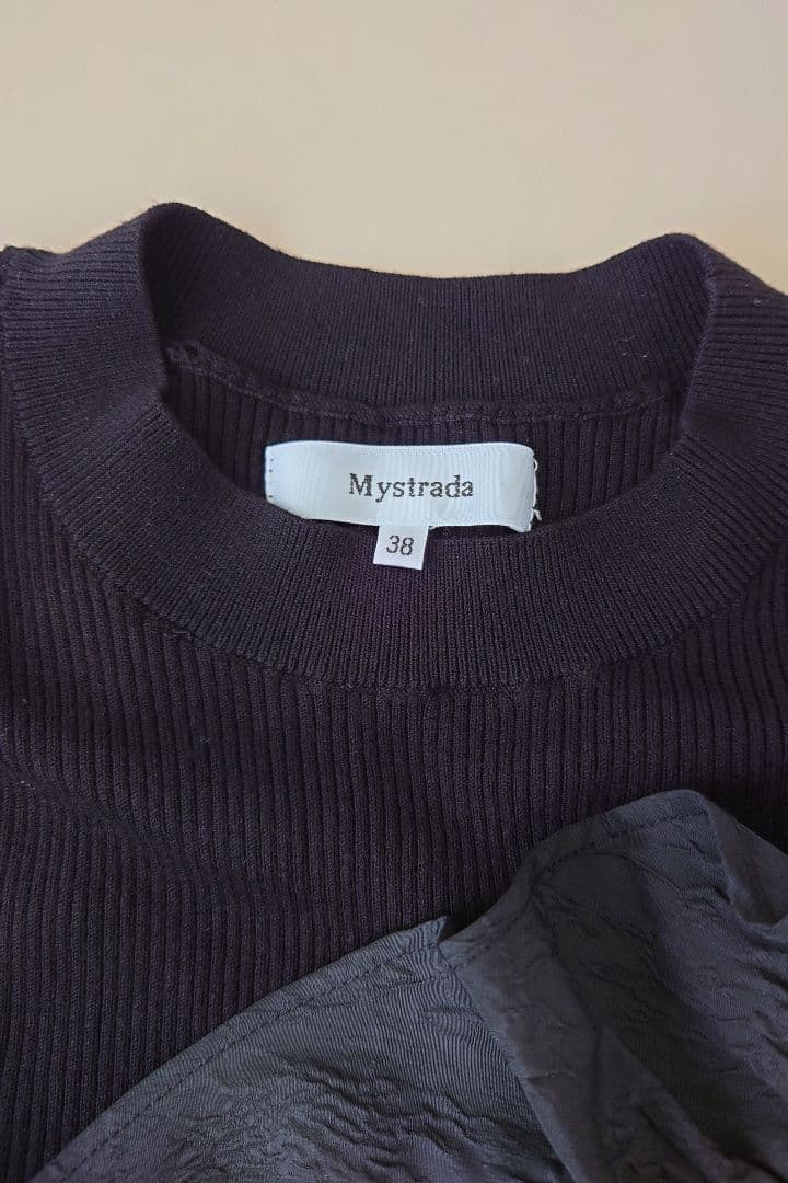 Mystrada マイストラーダ　アシメフリルニット　長袖　黒　M