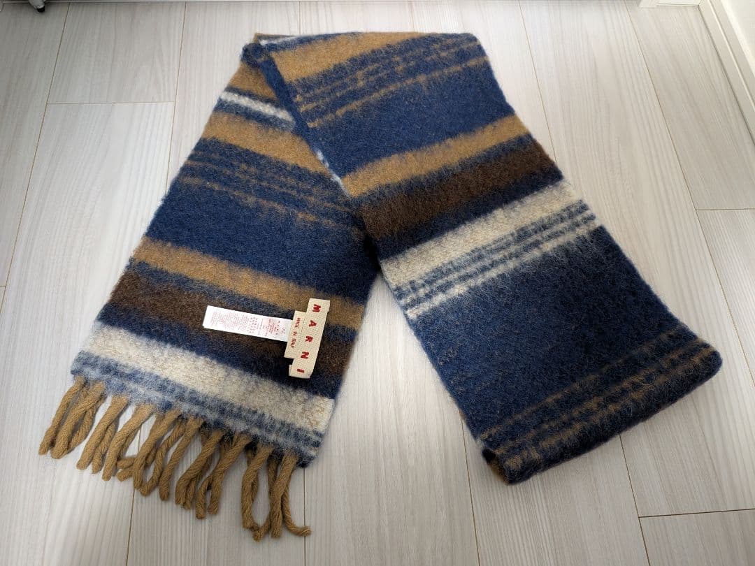 MARNI ウールアルパカ ボーダー マフラー