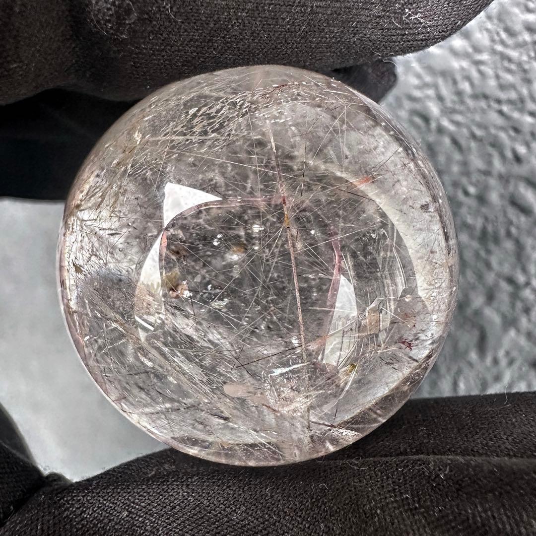 【風水 浄化 開運 】レインボー☆シルバールチルクォーツ丸玉 天然石A1294