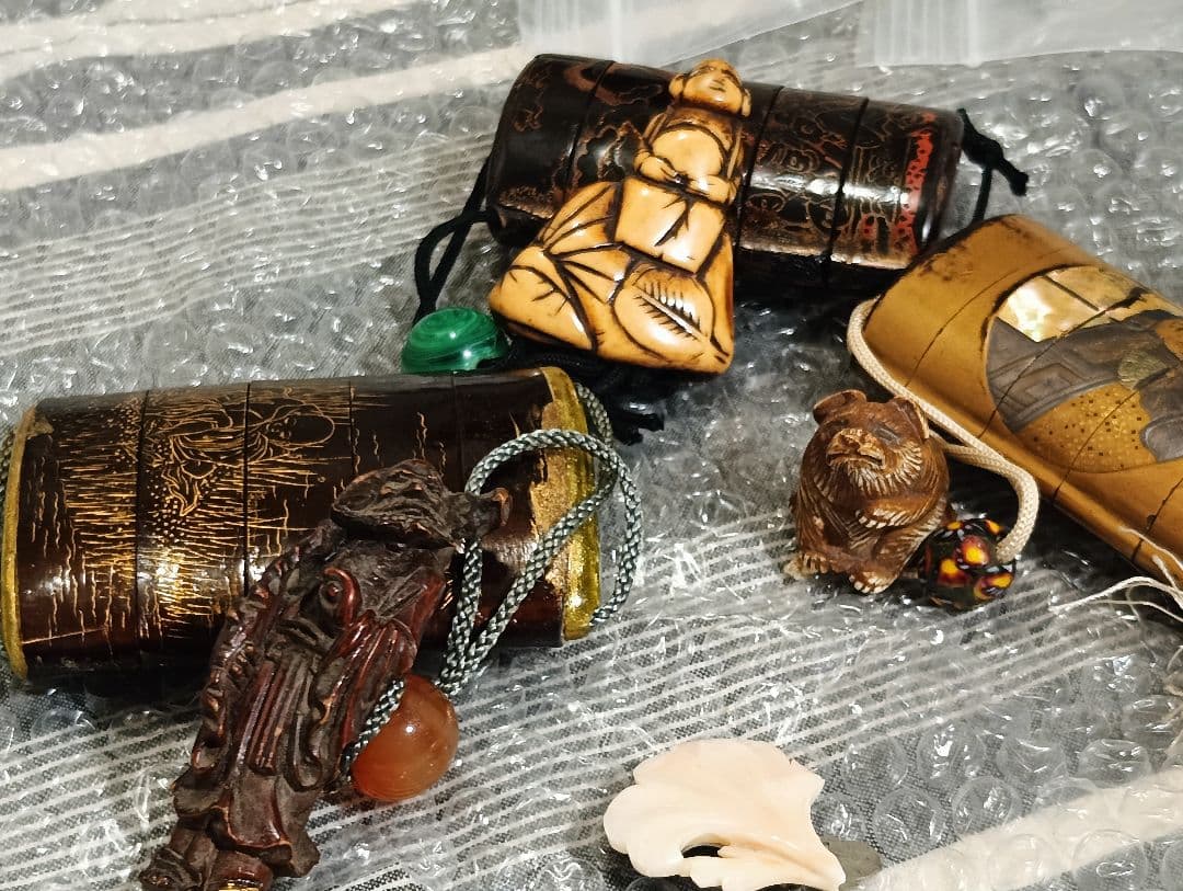 江戸時代 根付 マンモス 根付 鹿角 など 印籠