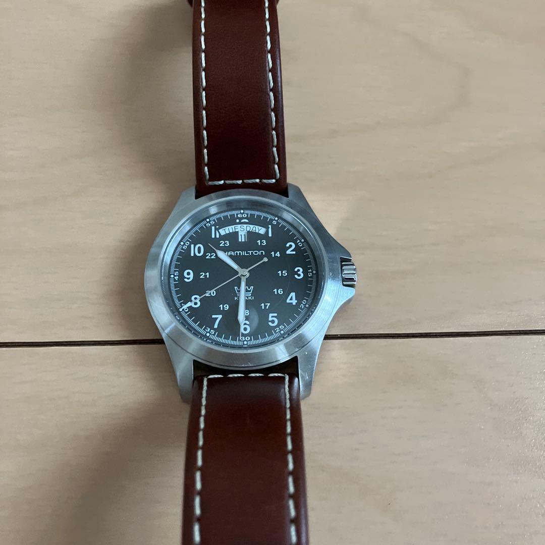 ハミルトン　腕時計　黒　茶色