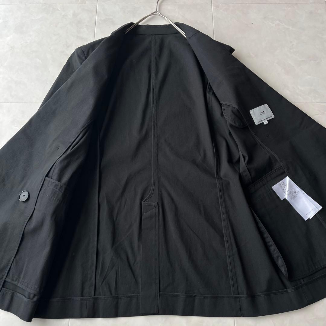 23区 コットンリネンダブルブレストストレッチセットアップ　黒　30