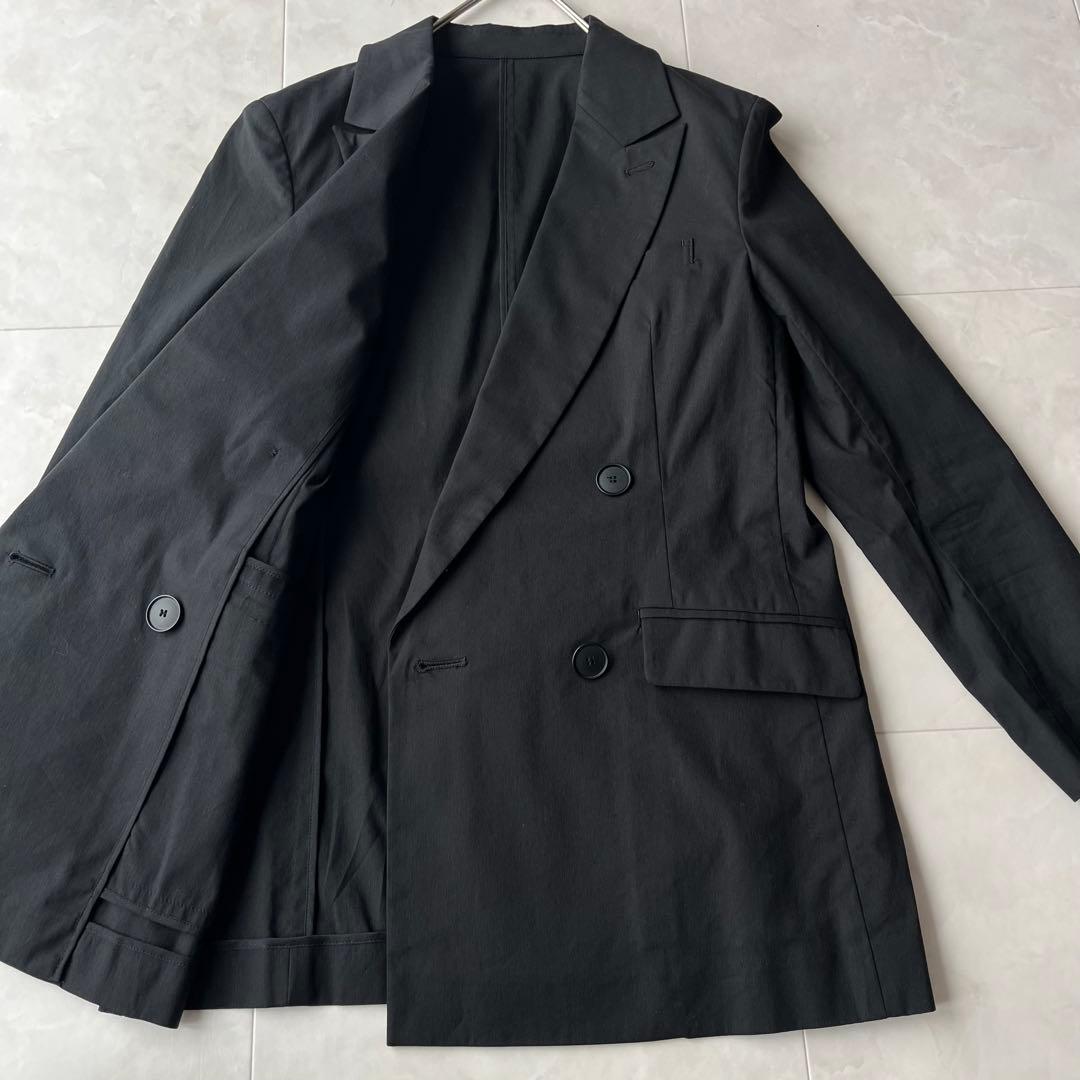 23区 コットンリネンダブルブレストストレッチセットアップ　黒　30