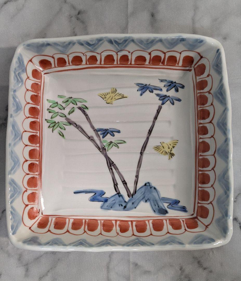 波佐見焼　藍水　角皿