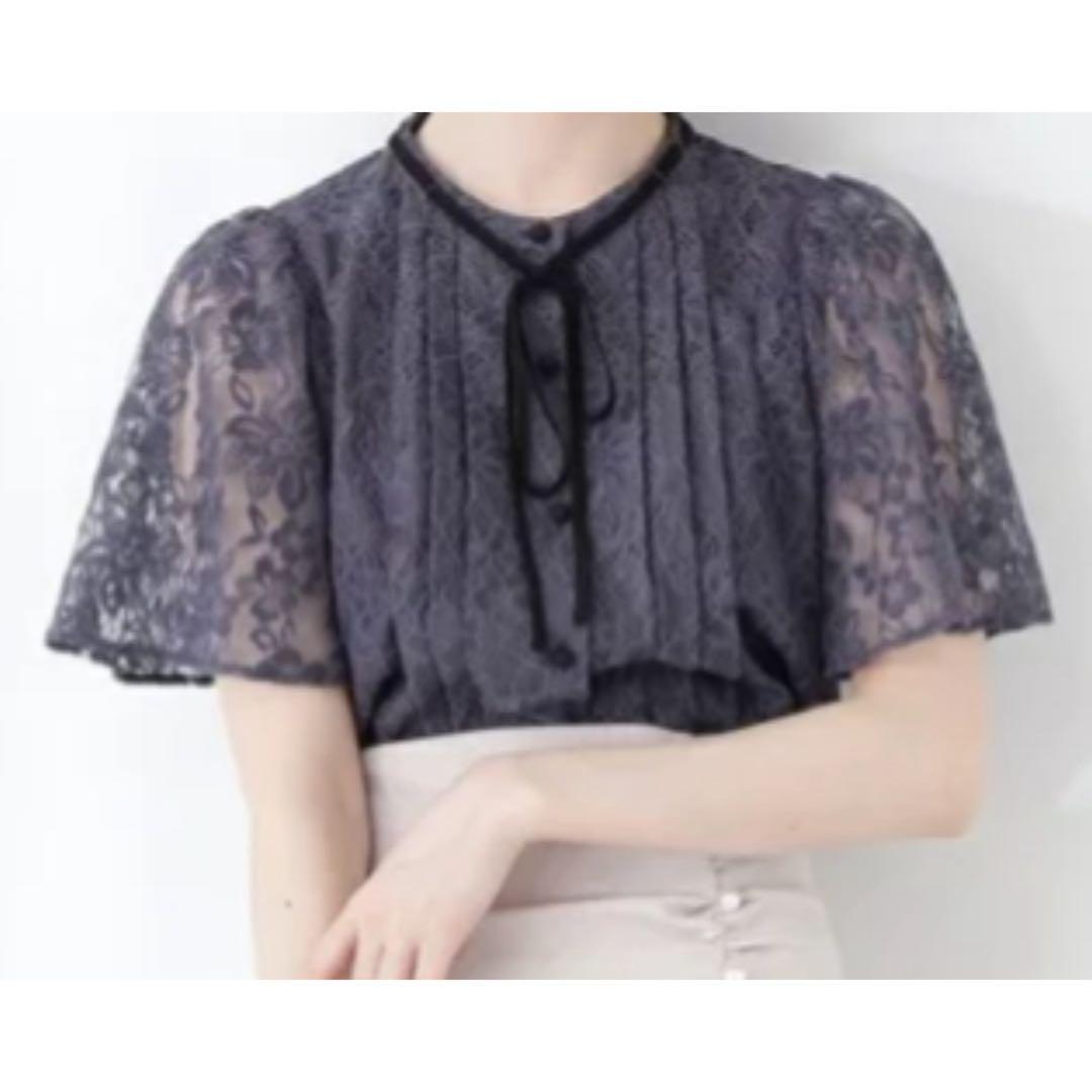 プロポーションボディドレッシング フレアースリーブ レース ブラウス 半袖