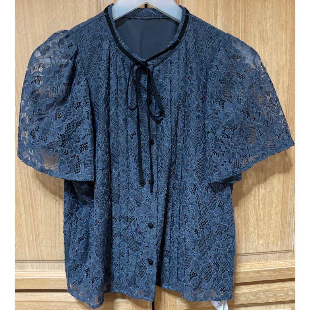 プロポーションボディドレッシング フレアースリーブ レース ブラウス 半袖