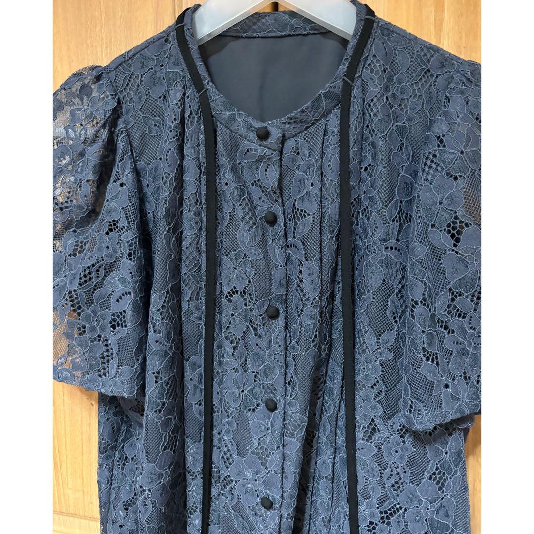 プロポーションボディドレッシング フレアースリーブ レース ブラウス 半袖