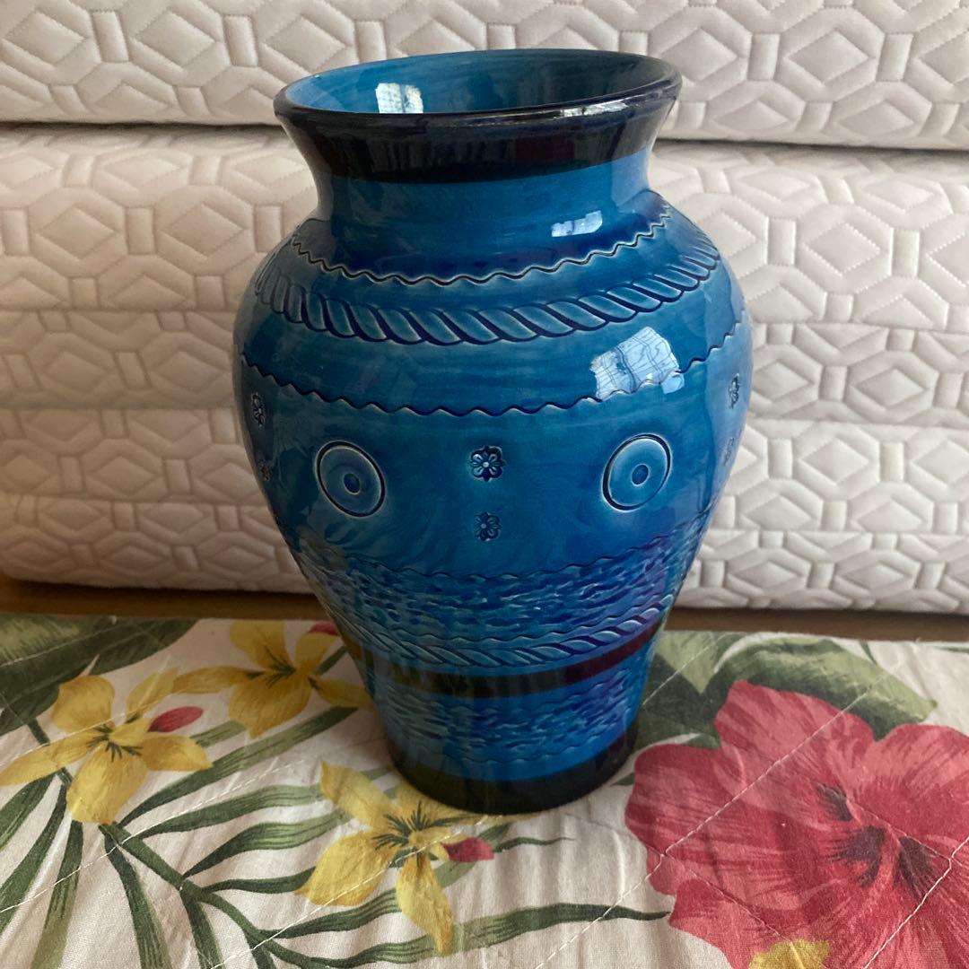 花瓶 - 陶器 - 刻み込み装飾 -リミニブルー - ターコイズ - イタリア
