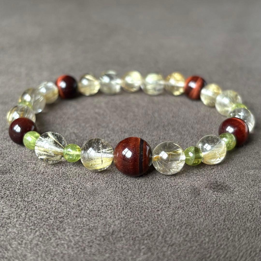 ポジティブエネルギーで金運アップ/ ルチル・レッド/パワーストーンブレスレット