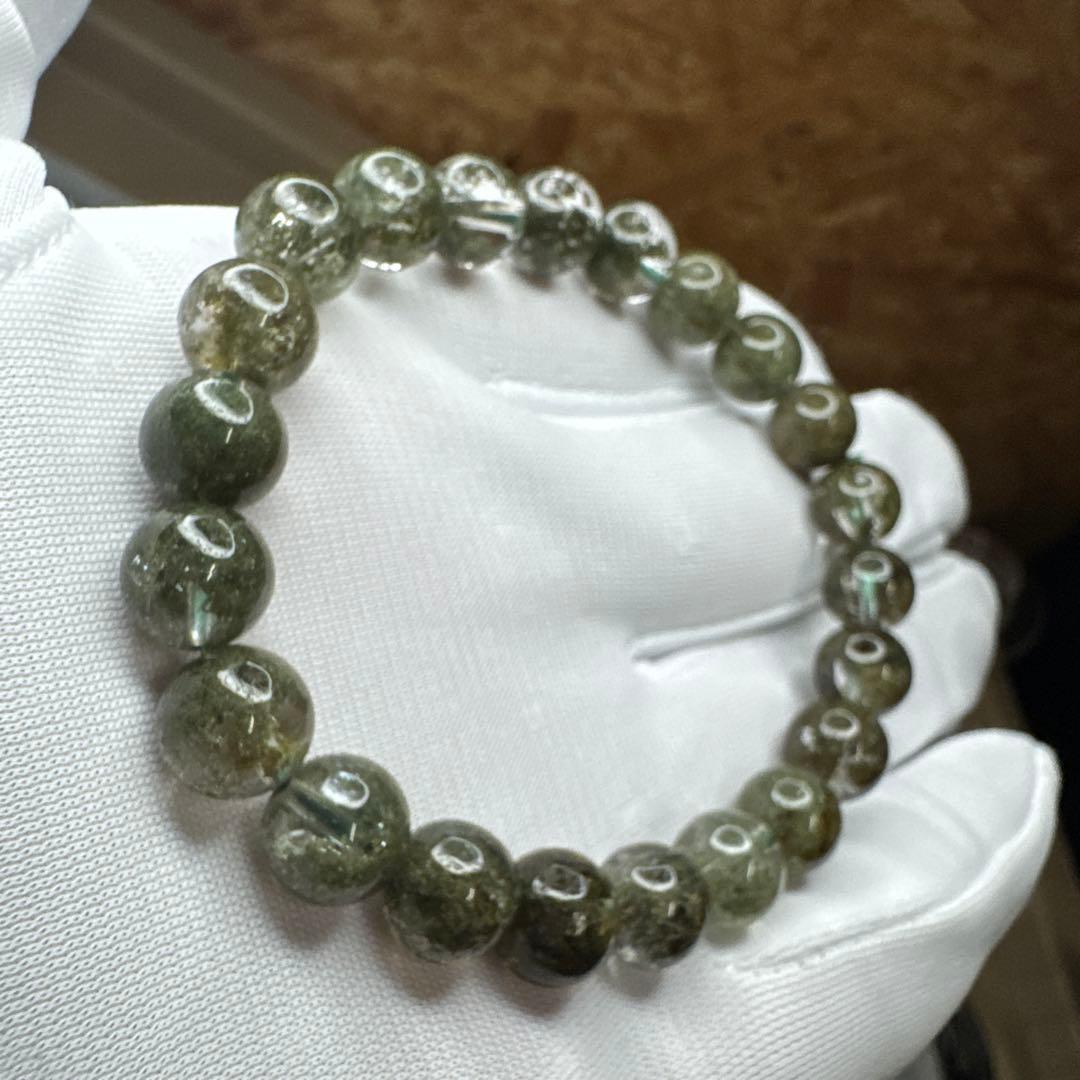 【透明感抜群】癒しのグリーンガーデンクォーツ ブレスレット 8.8mm