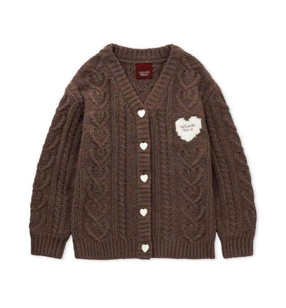 ジェラートピケ バレンタイン ハートアランカーディガン ‪ブラウン