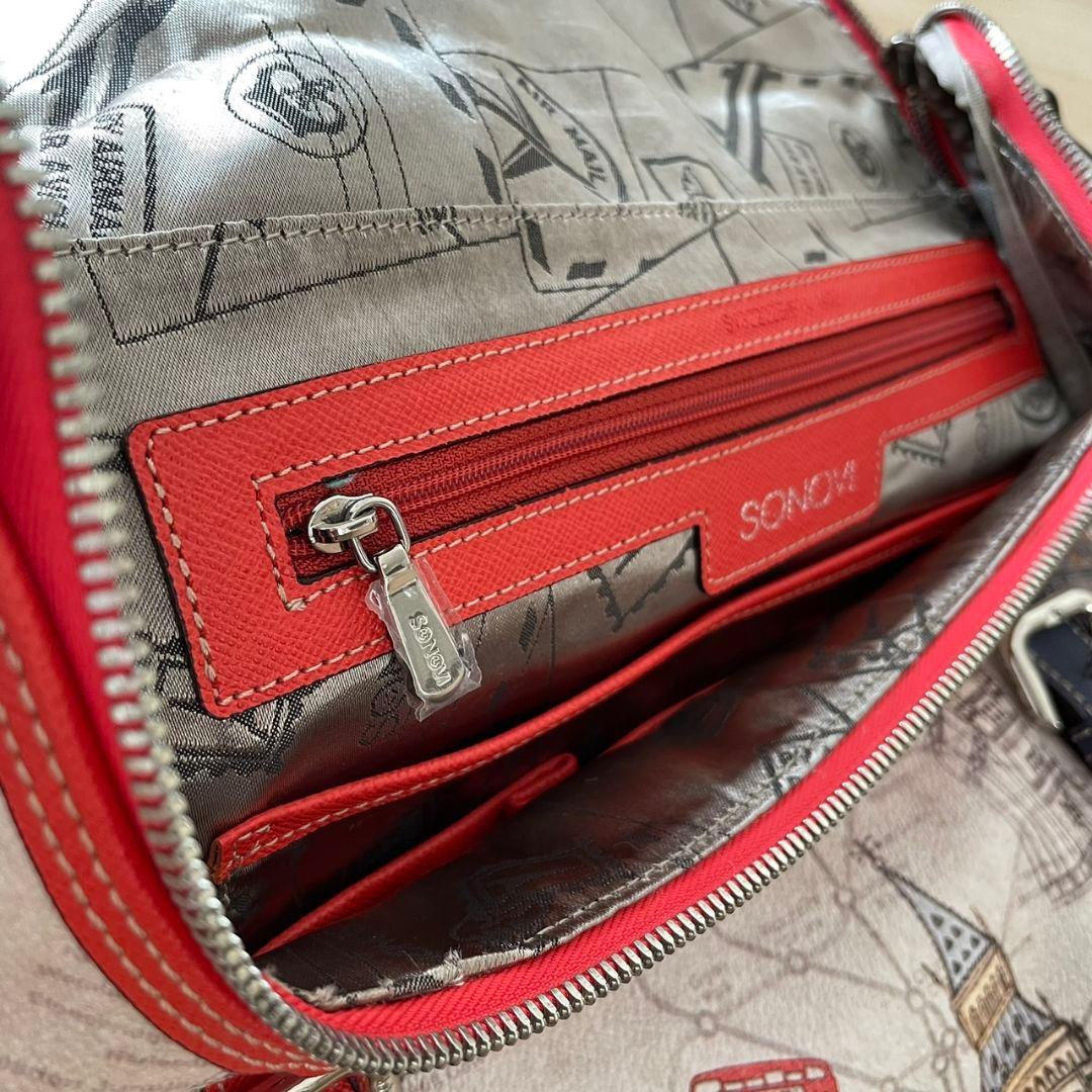 美品　SONOVI 2wayリュック　ロンドン柄　韓国ブランド　韓国　赤　青