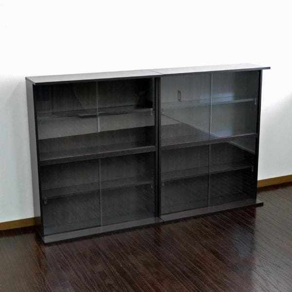 《新品・送料無料》コミック収納 本棚 ガラス扉付き 書棚 ガラス扉付 ブラウン