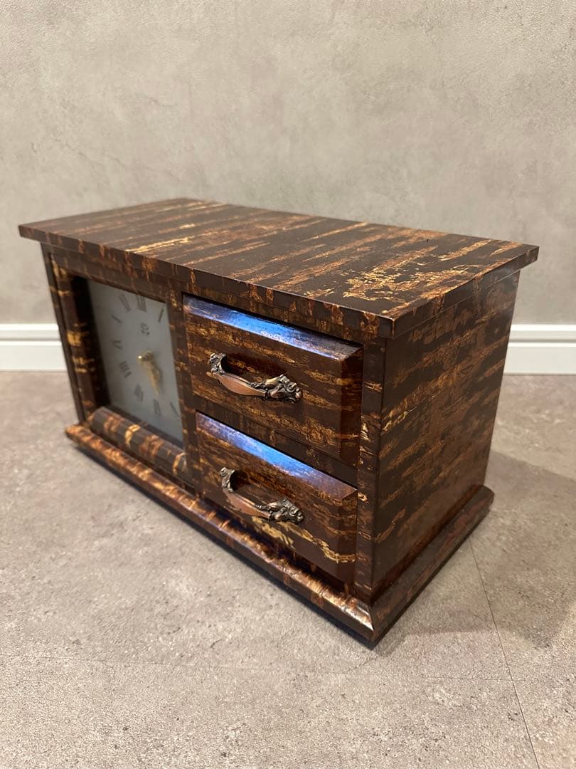 桜皮細工 角館 秋銘製作所 樺細工 置時計 小物入れ 箪笥 昭和 レトロ