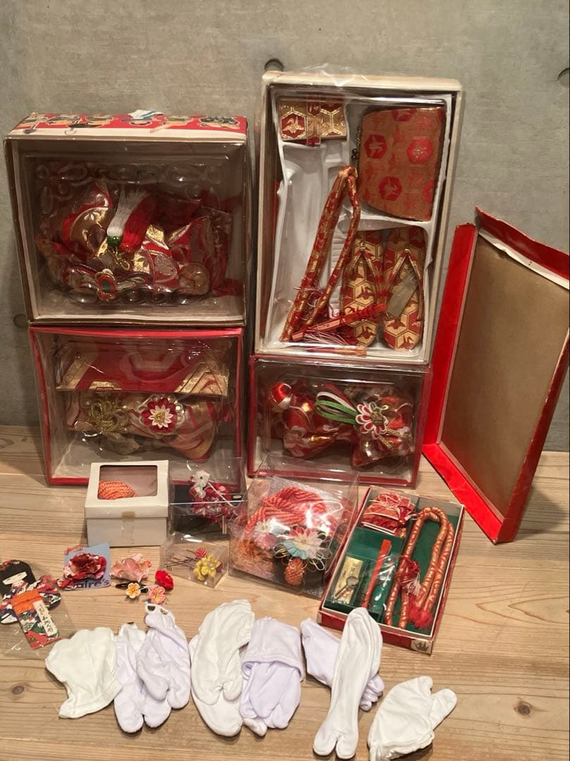 即日発送　七五三 帯　髪飾り 足袋　草履　まとめ売り　女の子　はこせこセット