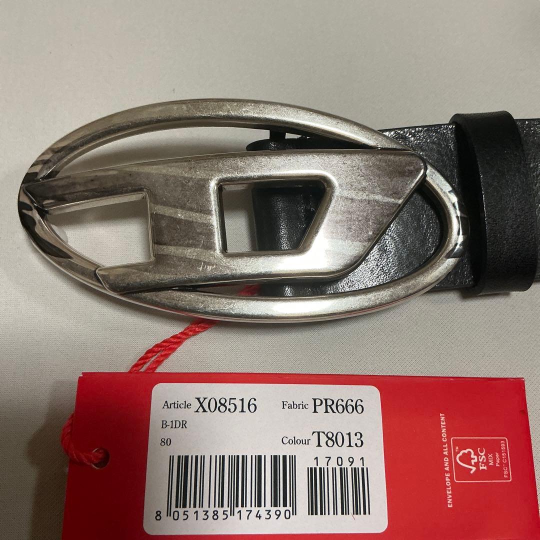 洗練されたデザイン DIESEL　Dロゴベルト　B -1DR　ブラック　訳あり