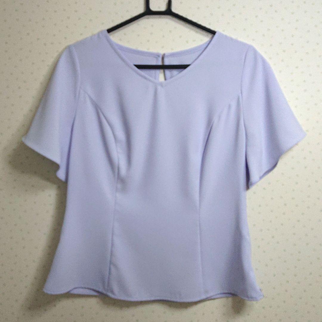 «overE» ストレッチフレアスリーブブラウス25SS パープル96