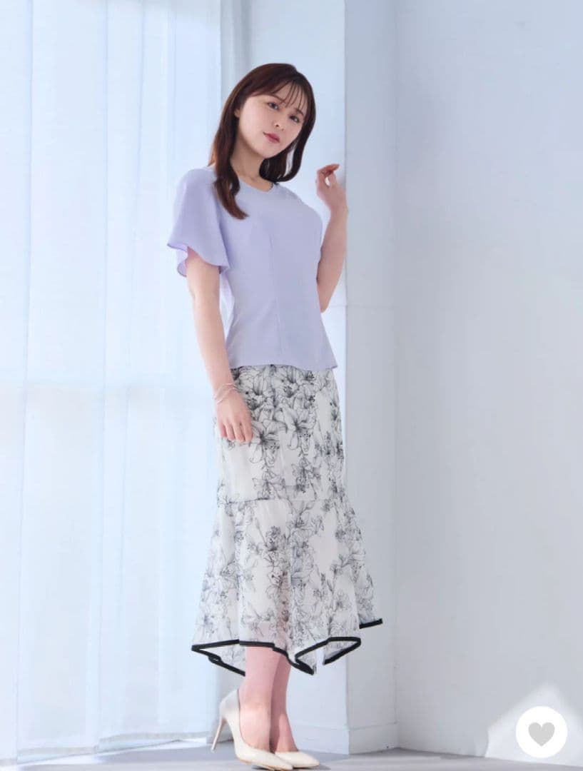 «overE» ストレッチフレアスリーブブラウス25SS パープル96