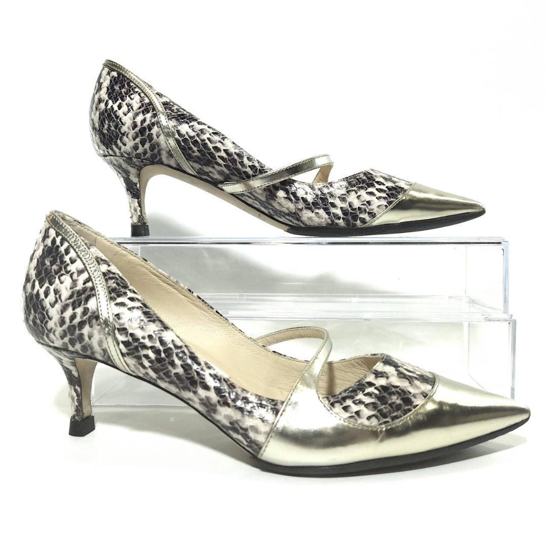 JIMMY CHOO ジミーチュウ パイソン柄 ミドルヒール パンプス