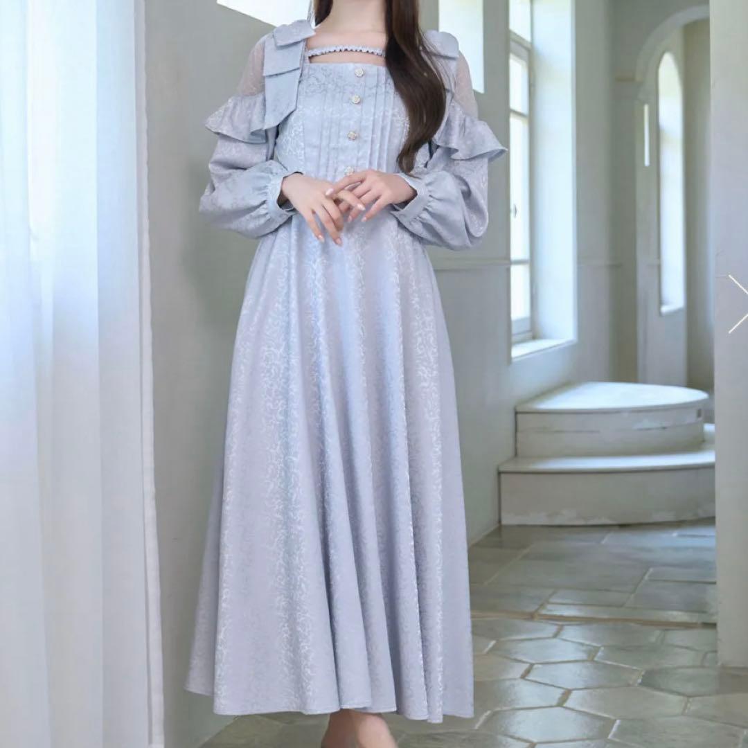 ロゼミューズ Lace switching jacquard dress