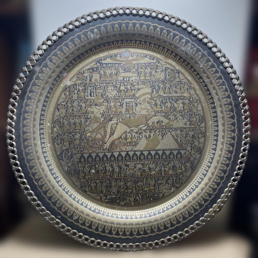 MR-496A エジプトの戦士彫刻装飾 壁画 プレート 装飾品ビンテージ マニア